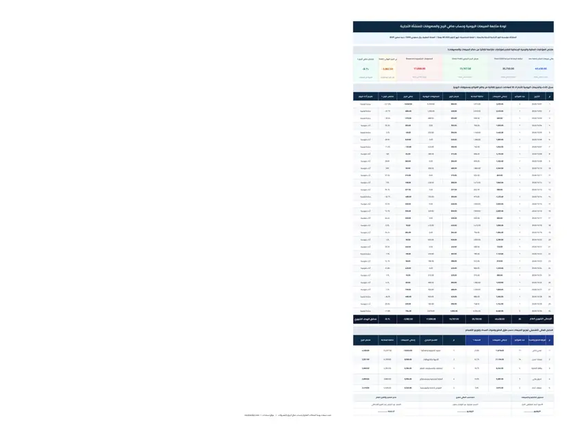 معاينة شيت مبيعات يومية للمحلات التجارية وحساب صافي الربح والمصروفات Excel