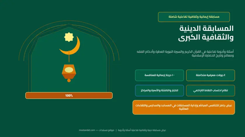 معاينة عرض مسابقة دينية وثقافية تفاعلية أسئلة وأجوبة للكبار والصغار PowerPoint